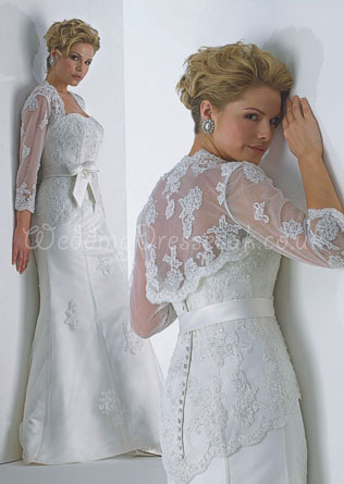 3/4 Sleeves Collarless Lace White Wrap#WAY8885