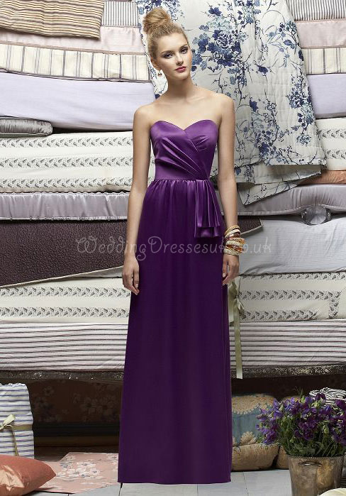 Satin Sheath/Column Sweetheart Pleats Draping Floor-length Bridesmaid Dress#WSR4321
