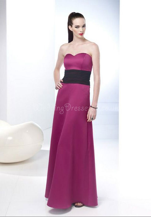Chiffon Ribbon Sweetheart A-line Long Satin Bridesmaid Dress#WDB4391