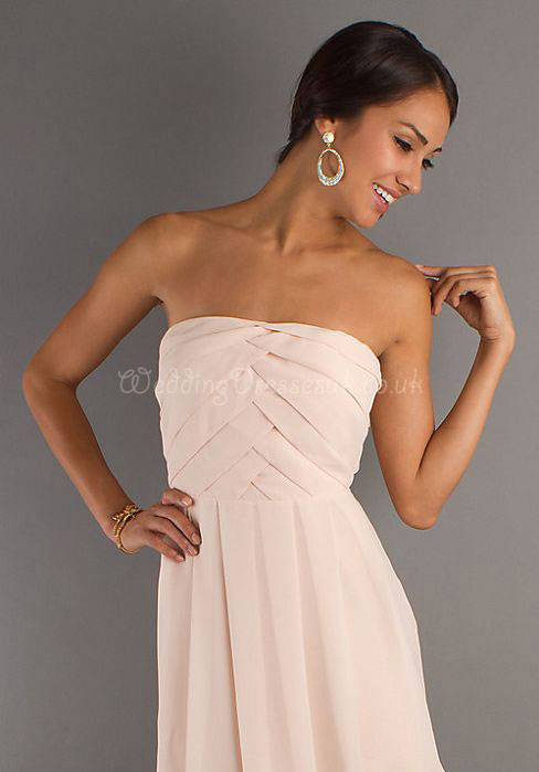 A-line Chiffon Elegant Ruching Natural Waist Cocktail Dress#WJA9585