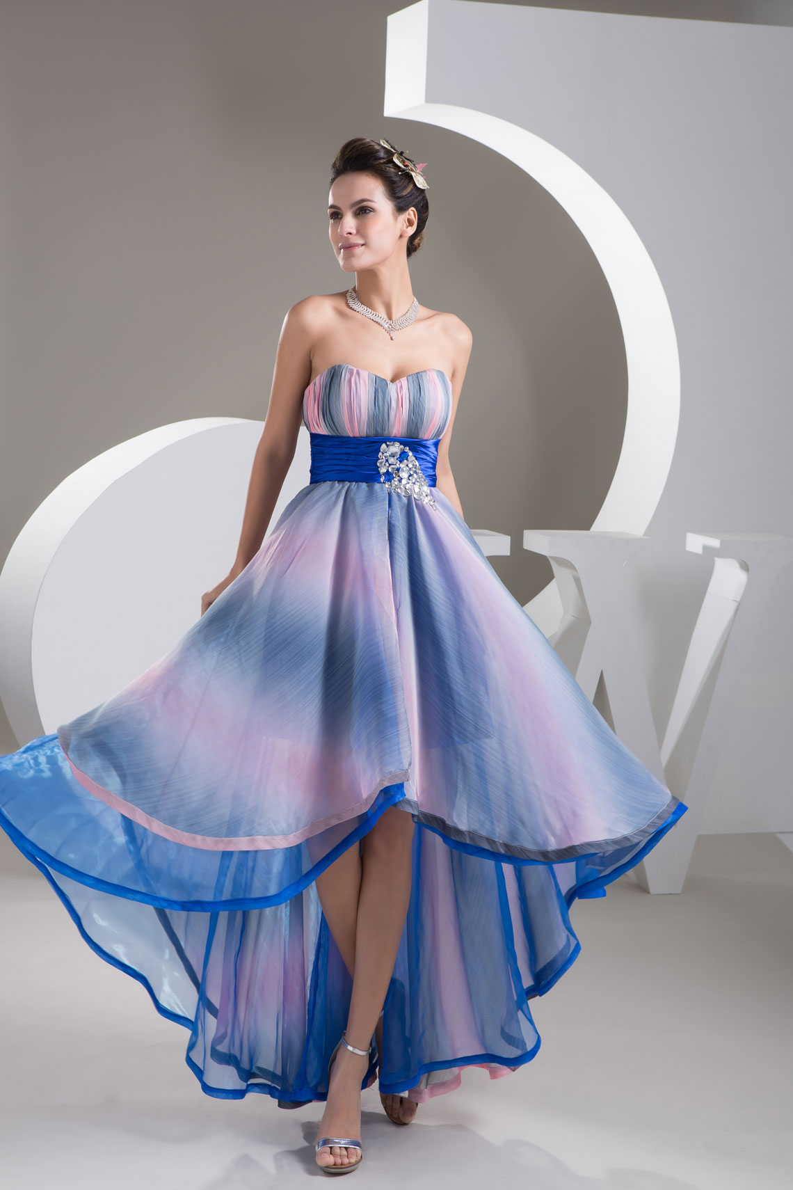 A-line Crystal Ruched Sweetheart Empire Evening Dress#WDC0849