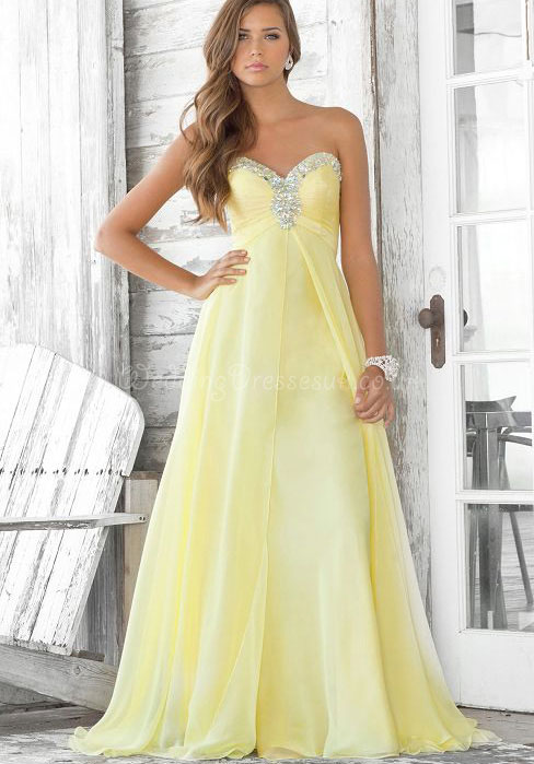 A-line Beaded Ruched Sweep Train Draping Prom Dress#WYC8334