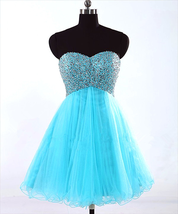 A-line Blue Short Sweetheart Homecoming Dress#CA8287