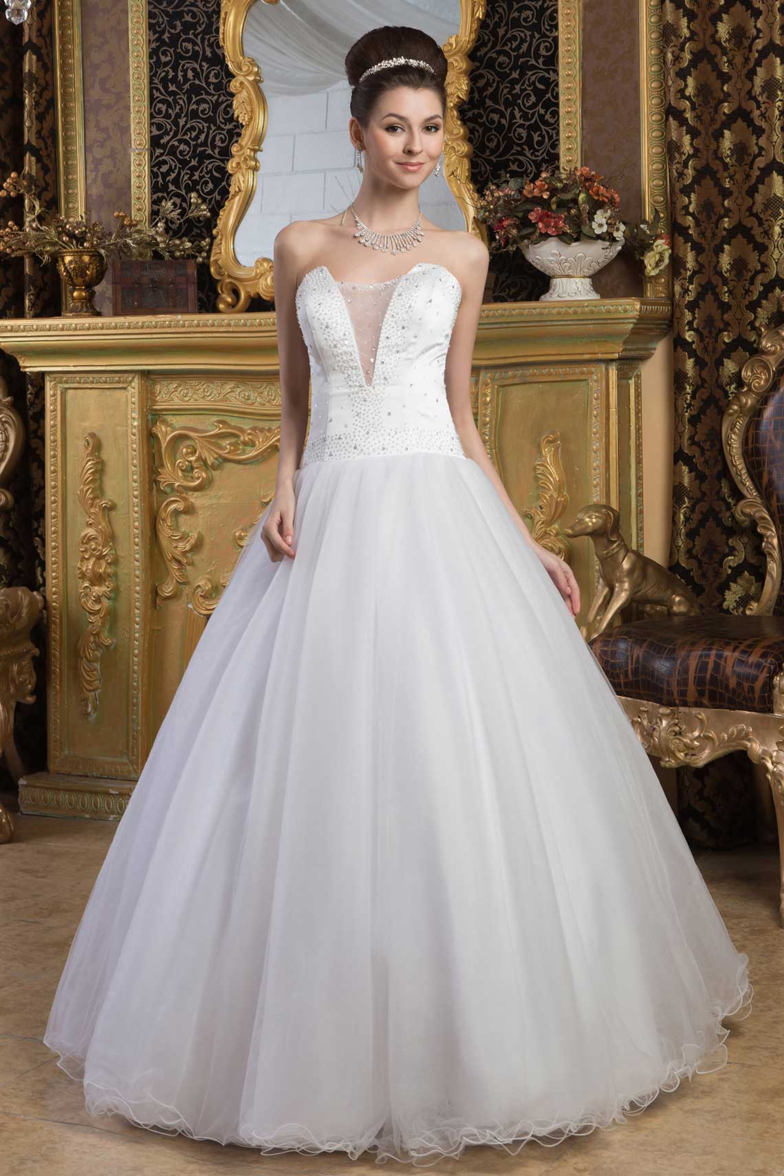 Lace-up Sleeveless Ball Gown Organza Long Sequins Wedding Dress#WWB3372 Lace-up Sleeveless Ball Gown Organza Long Sequins Wedding Dress#WWB3372